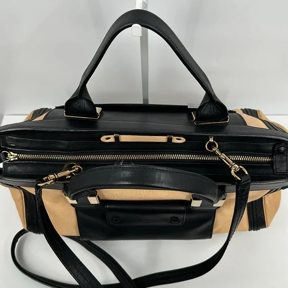 Authenticated Chloe 2 Way Alice Large Handbag - Tan/Black - Picture 13 of 16